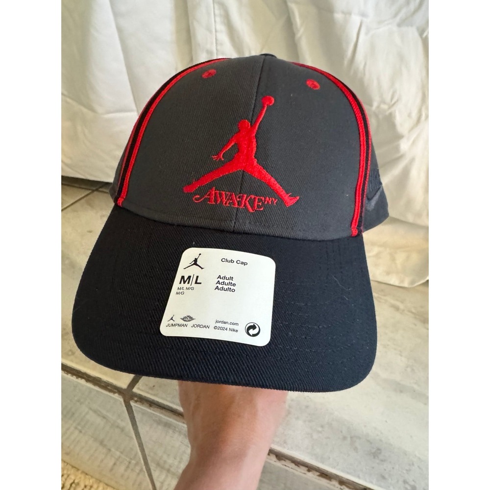 Jordan x Awake NY Club Cap Black Red Hat NWT M/L